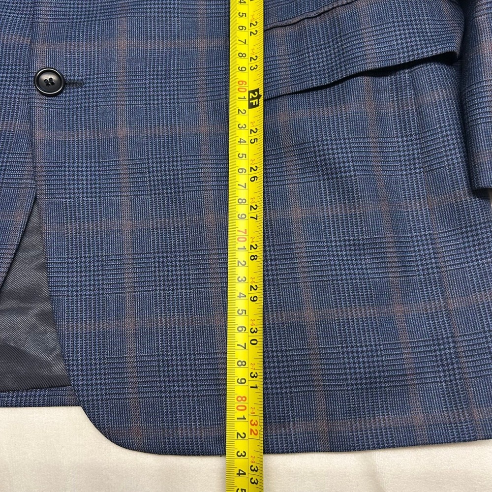 Trussini Boyds Philadelphia Mens 42R Blue Glen Plaid 100% Wool Blazer Italy - Picture 10 of 14
